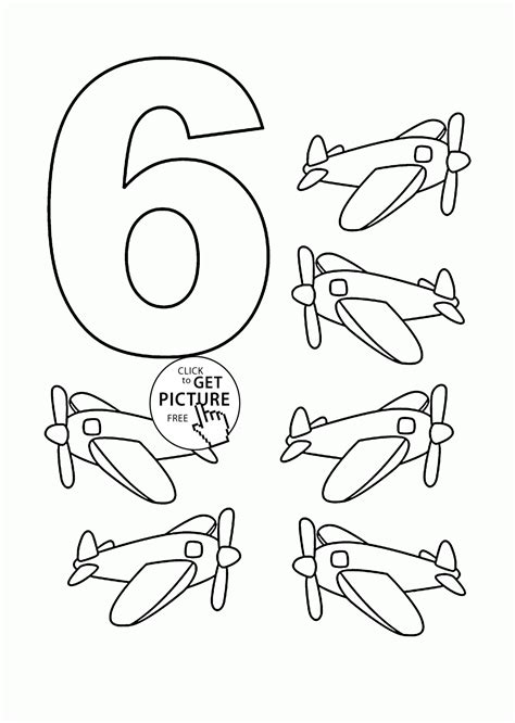 Coloring Pages Number 6 Printable Color