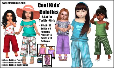 Sims 4 Ccs The Best Cool Kids Culottes A Set For Toddler Girls