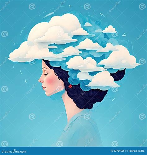 Person With Cloud Imagery Symbolizing Emotional Resilience And Diverse