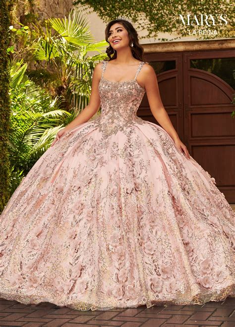 Embroidered Quinceanera Dress By Mary S Bridal Mq2126 18 Blush In 2021 Quinceanera Dresses