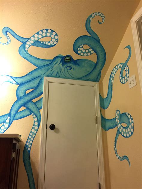 Octopus Painting Wall Mural Bathroom Wall Murals Painted Diy Octopus