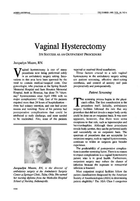 Pdf Vaginal Hysterectomy Its Success As An Outpatient Procedure