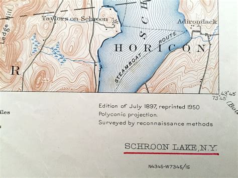Antique Schroon Lake New York 1897 Us Geological Survey Etsy