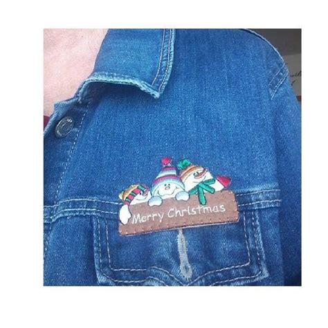 Snowmen Snowman Merry Christmas Pin Brooch Embroidered Etsy
