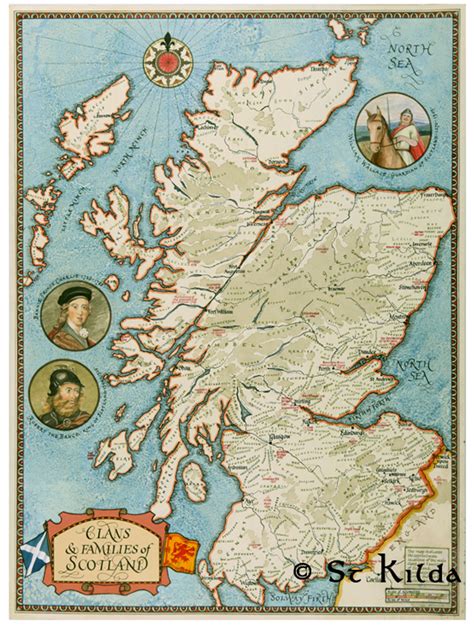 Clan Map Of Scotland 165 X 235 Scottish Lion