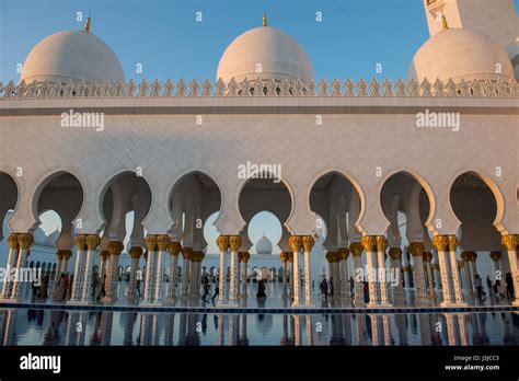 United Arab Emirates Rows Of Arches Of Sheikh Zayed Mosque In Abu