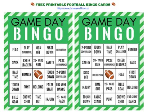 Free Printable Football Bingo Cards For Game Day
