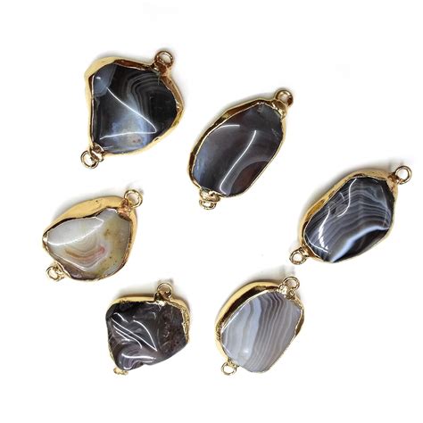 Natural Agates Pendants Charms Connector Pendants For Jewelry Making