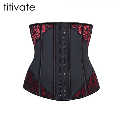 Titivate Hot Plus Size Sexy Corsets And Bustiers Black Waist Control Corsets Steel Boned Women