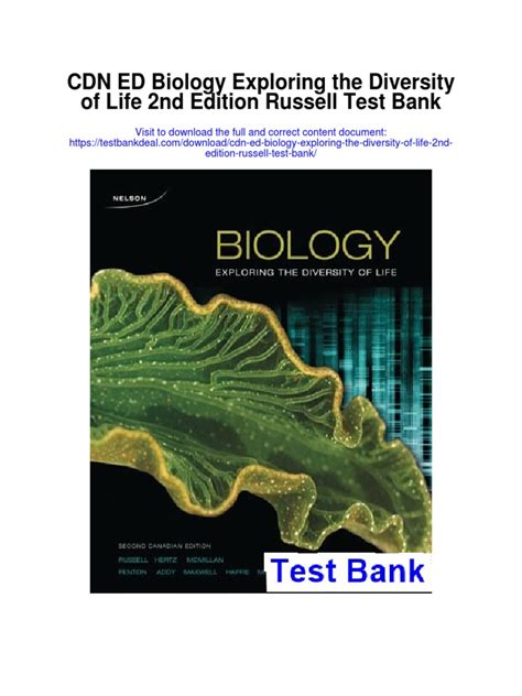 Cdn Ed Biology Exploring The Diversity Of Life 2nd Edition Russell Test