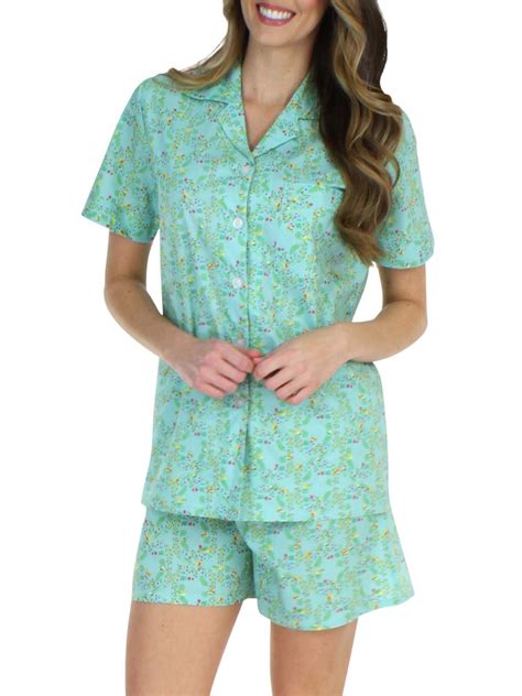 Sleepyheads Womens Cotton Short Sleeve Button Up Top And Shorts Pajama Set