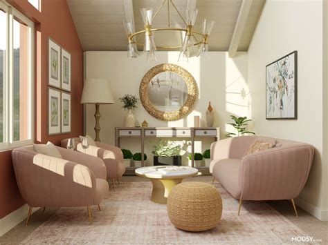 Home originally didn't have a living space, interior designer jason arnold transformed the main parlor into a beautifully layered living room with earthy tones and bold. Earthy Glam Living Room Design | Glam-Style Living Room ...