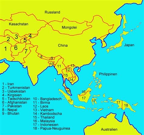 Asien Karte Mit Beschriftung Goudenelftal