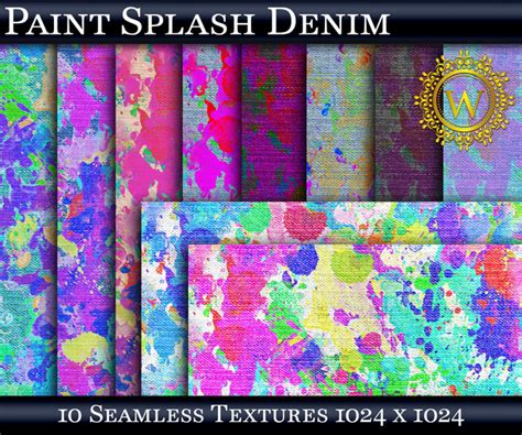 Second Life Marketplace Paint Splash Denim Fabric 10 Seamless