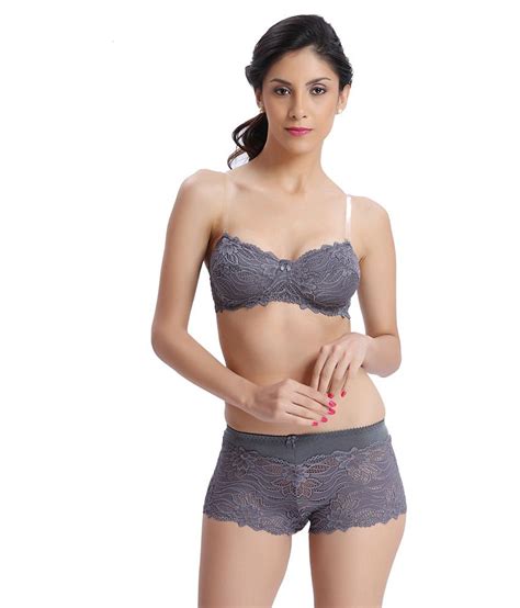 Buy Bodyline Silver Lace Bra Panty Sets Online At Best Prices In