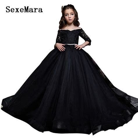 A black wedding dress can be very glam and elegant if you like. black party dresses for girls puffy kids ball gown dress ...