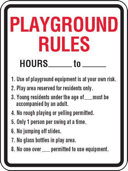 Park And Playground Signs Playground Rules Seton Australia