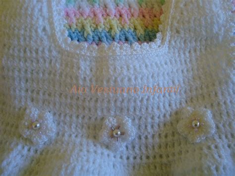 Aio Vestuario Infantil Vestido Blanco A Crochet