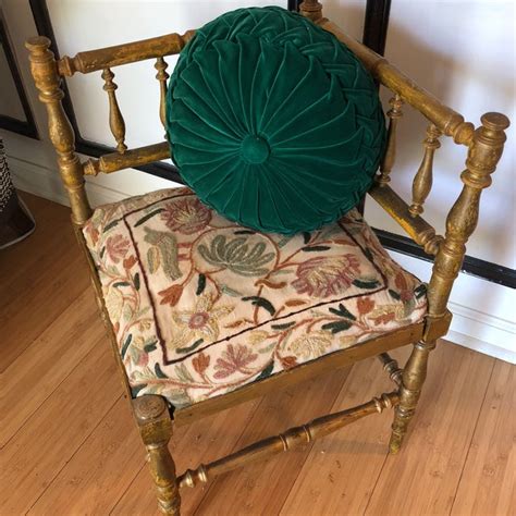 Antique Embroidered Corner Accent Chair Chairish