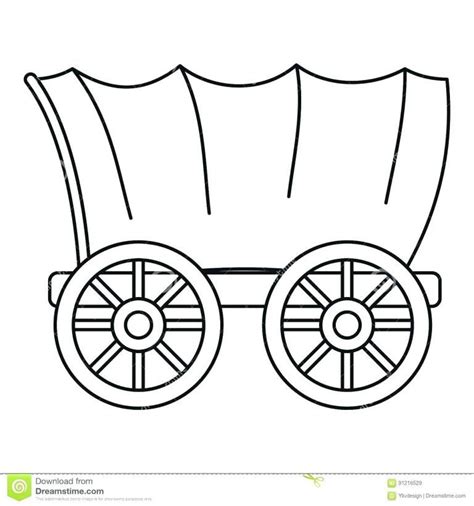 Wagon Covered Template Coloring Clip Sketch Coloring Page