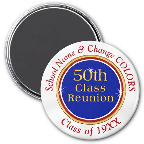 Red White And Blue 50th Class Reunion Souvenirs Magnet Zazzle