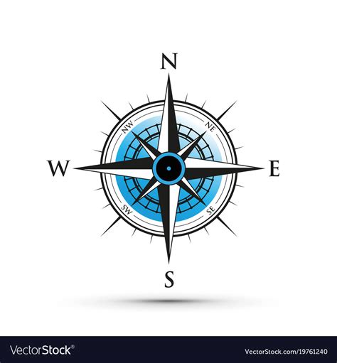 Blue Compass Royalty Free Vector Image Vectorstock
