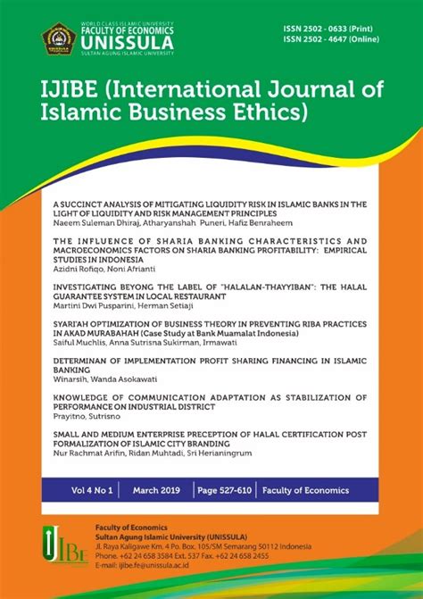 The journal's scope covers design and implementation of electronic devices, circuits, and communication systems. IJIBE (International Journal of Islamic Business Ethics)