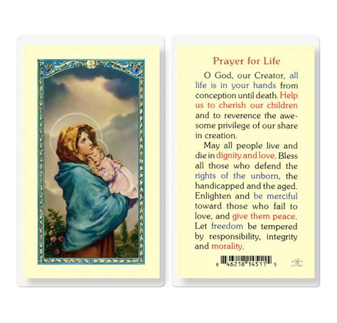 Prayer For Life Laminated Holy Card 25 Pack Buy Religious Catholic