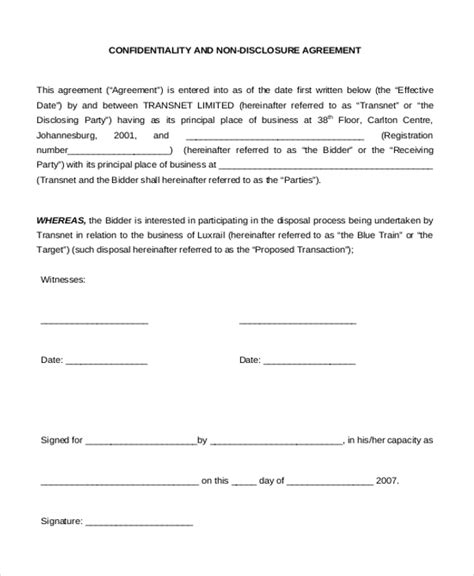 The information shared commonly involves trade secrets that an individual or company does not want to reveal to competitors or the general public. FREE 11+ Sample Non-Disclosure Agreement Forms in PDF | MS ...