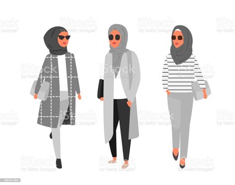 Hijab Woman Arab Modern Fashion Vector People Stock Illustration