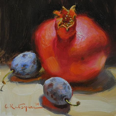 Pomegranate And Plums Original Fine Art By Elena Katsyura Daily