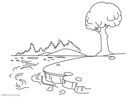 They provide habitats (homes) for all sorts of insects, birds and other animals. Pond Coloring Pages with A Tree - Free Printable Coloring ...