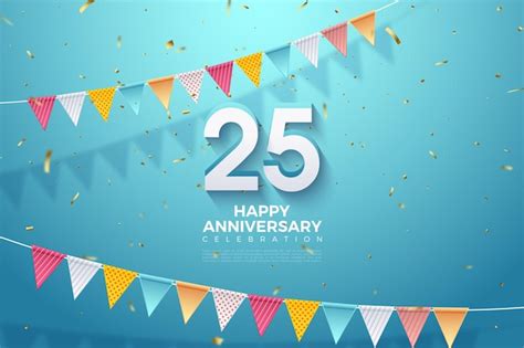 Premium Vector 25th Anniversary Background With Embossed 3d Numbers