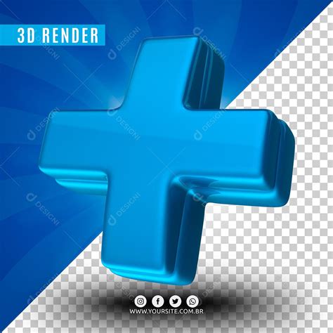 Elemento 3D Sinal De Mais Azul Para Composição PSD download Designi