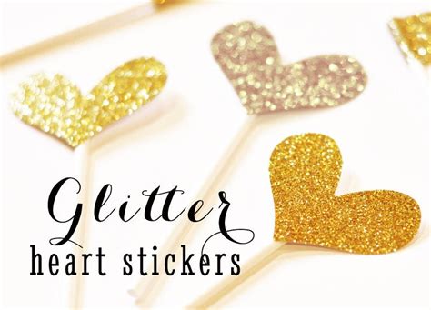 Glitter Heart Stickers Gold Glitter Decor Birthday Baby