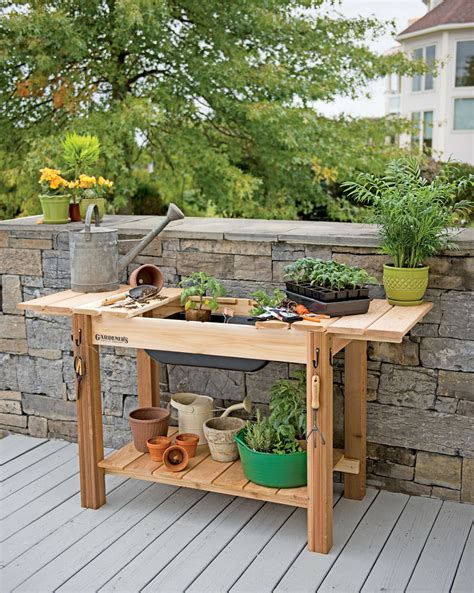 Potting Bench Cedar Potting Table With Soil Sink