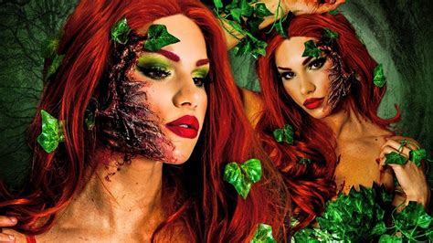 Maquillage Poison Ivy Superbe Perruque Rouge Guirlande De Lierre