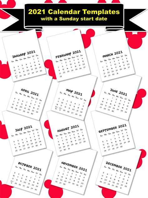 2021 Calendar Year 8x11 Month Calendar Printable