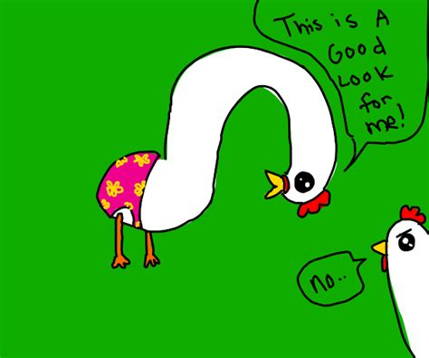 Maybe you would like to learn more about one of these? a chicken checks itself out wearing panties - Drawception