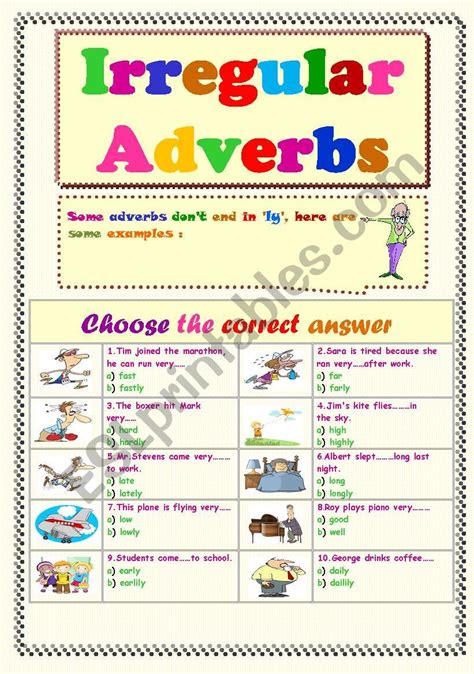 Irregular Adverbs Worksheet