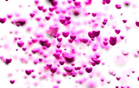 Glittering Pink Hearts On A White Background 3d Rendering Stock