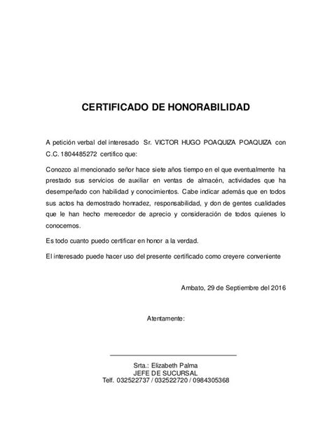 Certificado De Honorabilidad Formato Para Descargar 2