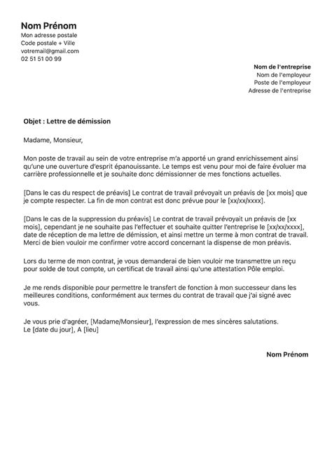 Exemple De Lettre De Demission à Télécharger En Pdf