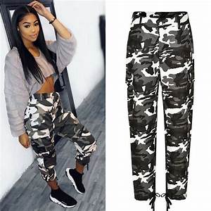 Eyicmarn Womens Camo Cargo Trousers Casual Pants Military Army Combat