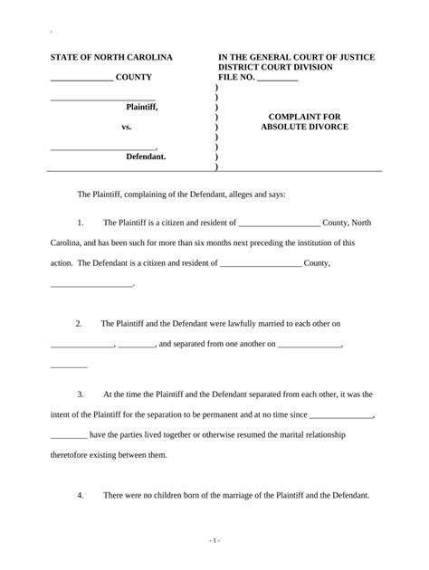Absolute Divorce Nc Fill Out And Sign Online Dochub