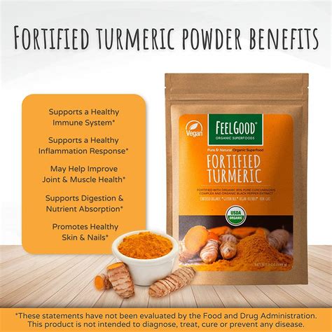 FeelGood Organic Superfoods Fortified Turmeric Powder With Curcumin And