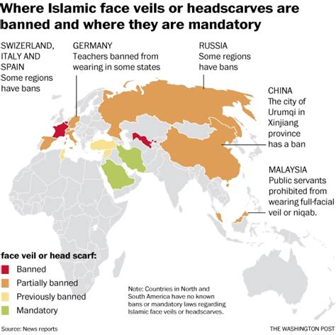 Map The Places Where Islamic Face Veils Are Banned The Washington Post
