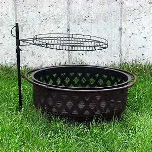 Sunnydaze Height Adjustable Fire Pit Cooking Grate Grill Outdoor Backyard Heavy Duty Steel