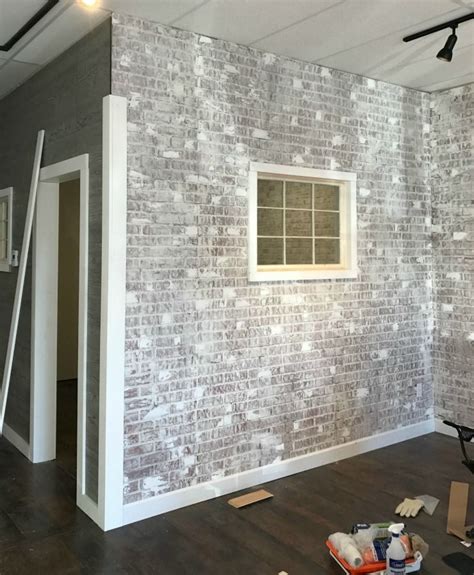 How To Create A Faux Brick Wall With Paneling Step 4 Fake Brick Wall