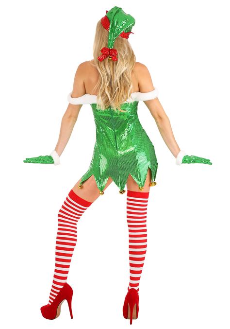 Sexy Womens Green Glitter Elf Costume